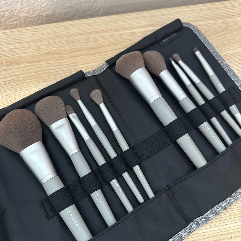 Sephora Silver Makeup Brush Collection